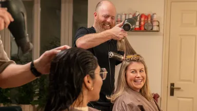 Clients at a hair salon